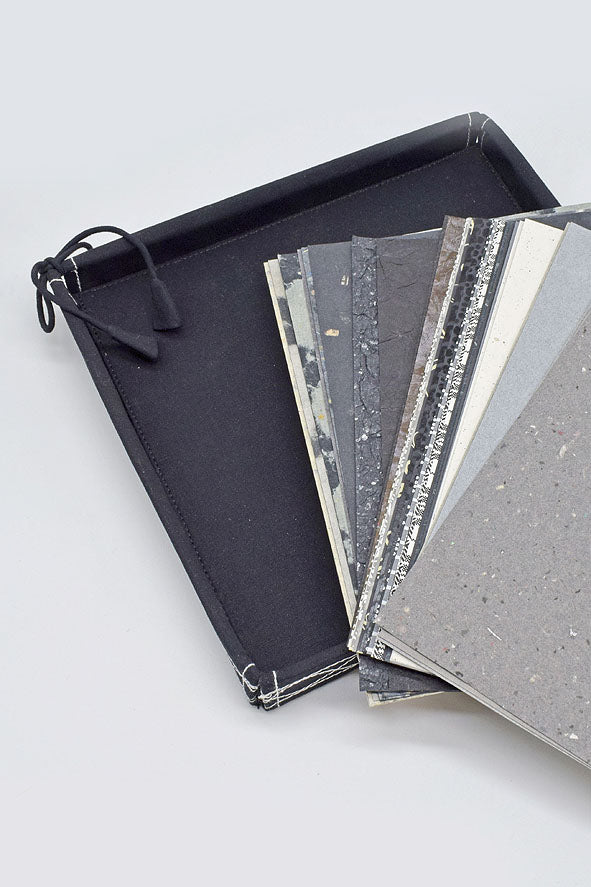 Assorted Black Handmade Paper Kits with Fabric Trays, Origami, Set of 30cm, 21cm, 15cm & 10cm
