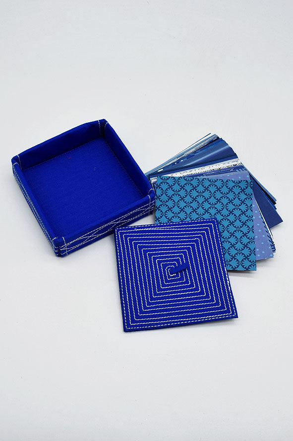 Assorted Blue Handmade Paper Kits with Fabric Trays, Origami, Set of 30cm, 21cm, 15cm & 10cm