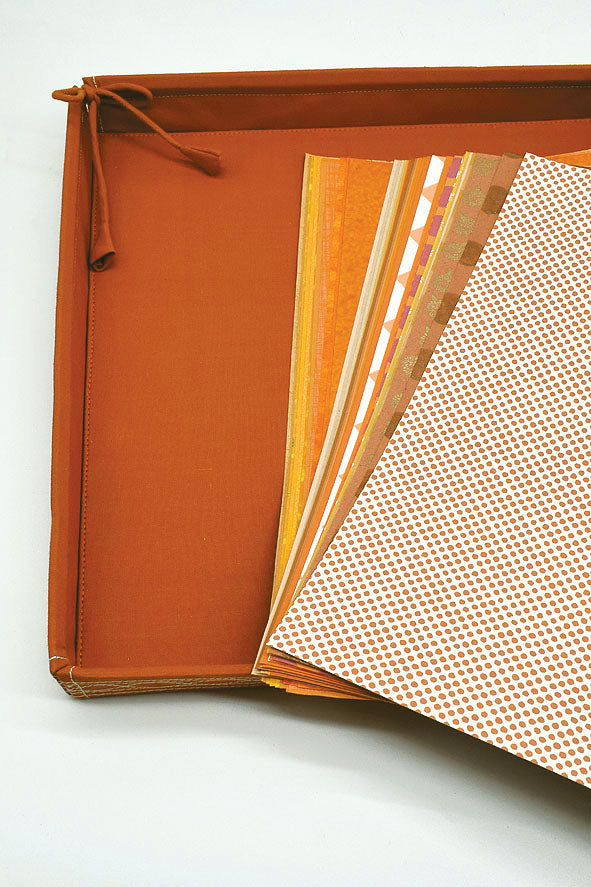 Assorted Orange Handmade Paper Kits with Fabric Trays, Origami, Set of 30cm, 21cm, 15cm & 10cm