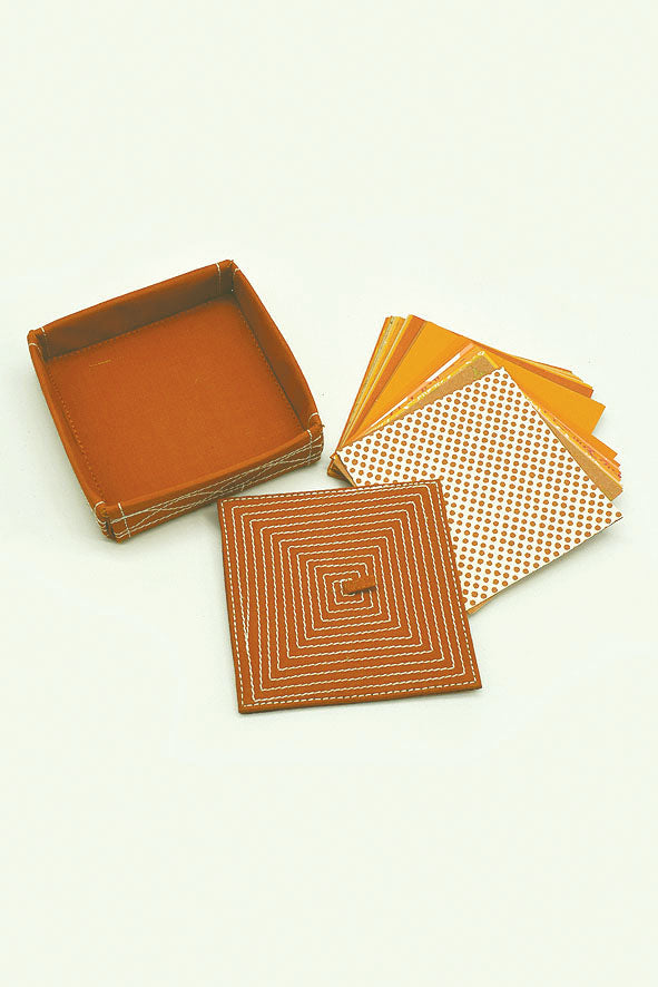 Assorted Orange Handmade Paper Kits with Fabric Trays, Origami, Set of 30cm, 21cm, 15cm & 10cm