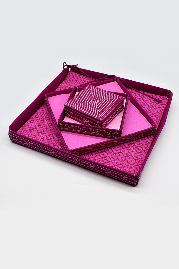 Assorted Pink Handmade Paper Kits with Fabric Trays, Origami, Set of 30cm, 21cm, 15cm & 10cm