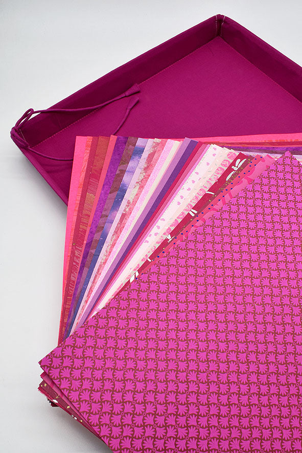 Assorted Pink Handmade Paper Kits with Fabric Trays, Origami, Set of 30cm, 21cm, 15cm & 10cm