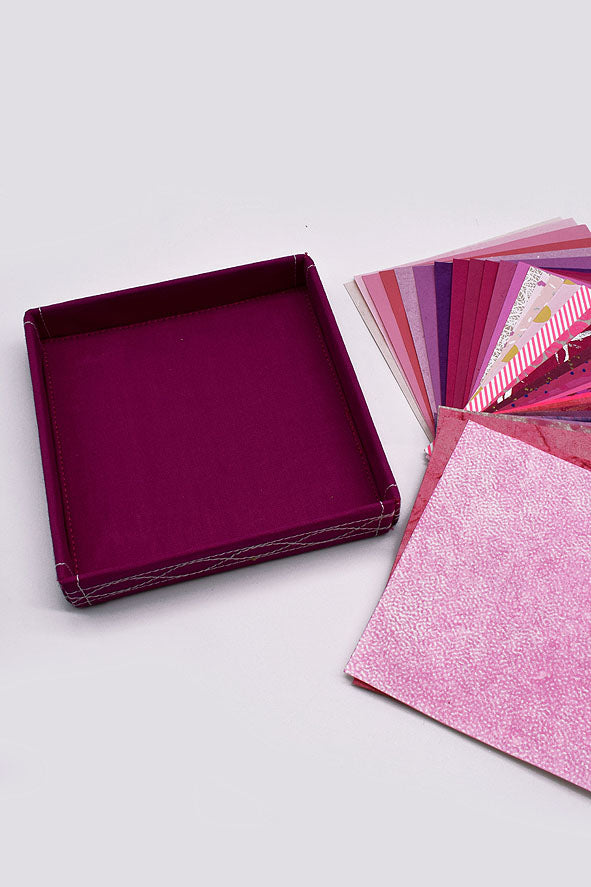 Assorted Pink Handmade Paper Kits with Fabric Trays, Origami, Set of 30cm, 21cm, 15cm & 10cm