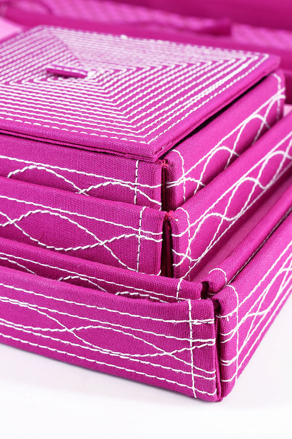 Assorted Pink Handmade Paper Kits with Fabric Trays, Origami, Set of 30cm, 21cm, 15cm & 10cm