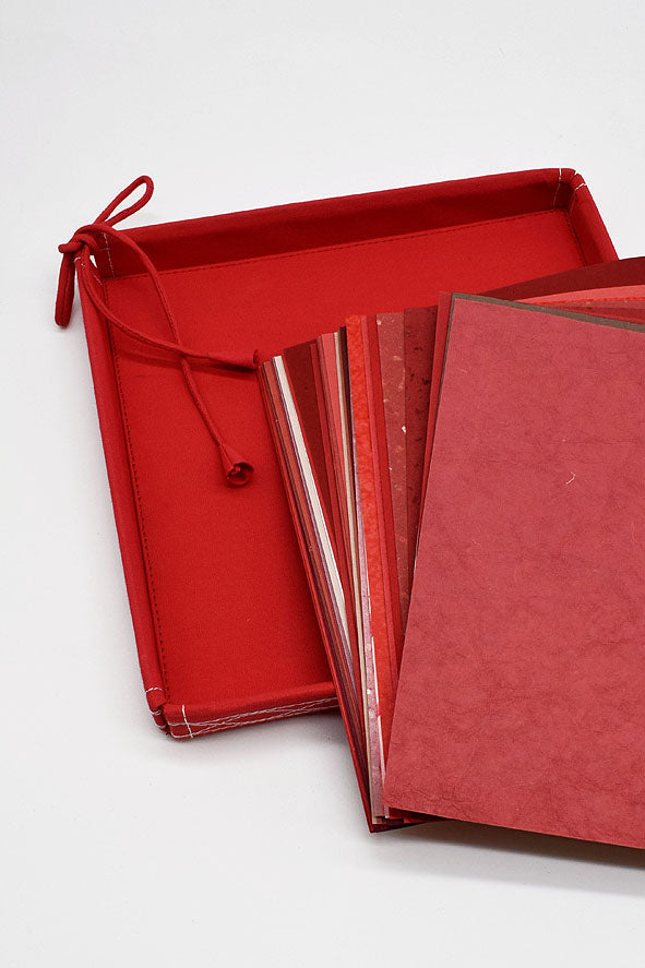 Assorted Red Handmade Paper Kits with Fabric Trays, Origami, Set of 30cm, 21cm, 15cm & 10cm