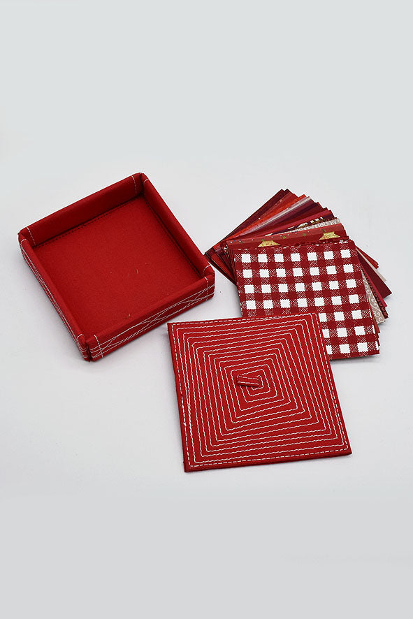 Assorted Red Handmade Paper Kits with Fabric Trays, Origami, Set of 30cm, 21cm, 15cm & 10cm