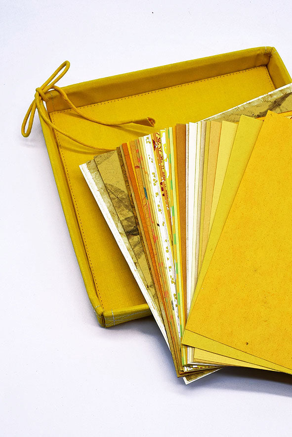 Assorted Yellow Handmade Paper Kits with Fabric Trays, Origami, Set of 30cm, 21cm, 15cm & 10cm