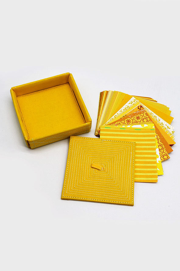 Assorted Yellow Handmade Paper Kits with Fabric Trays, Origami, Set of 30cm, 21cm, 15cm & 10cm