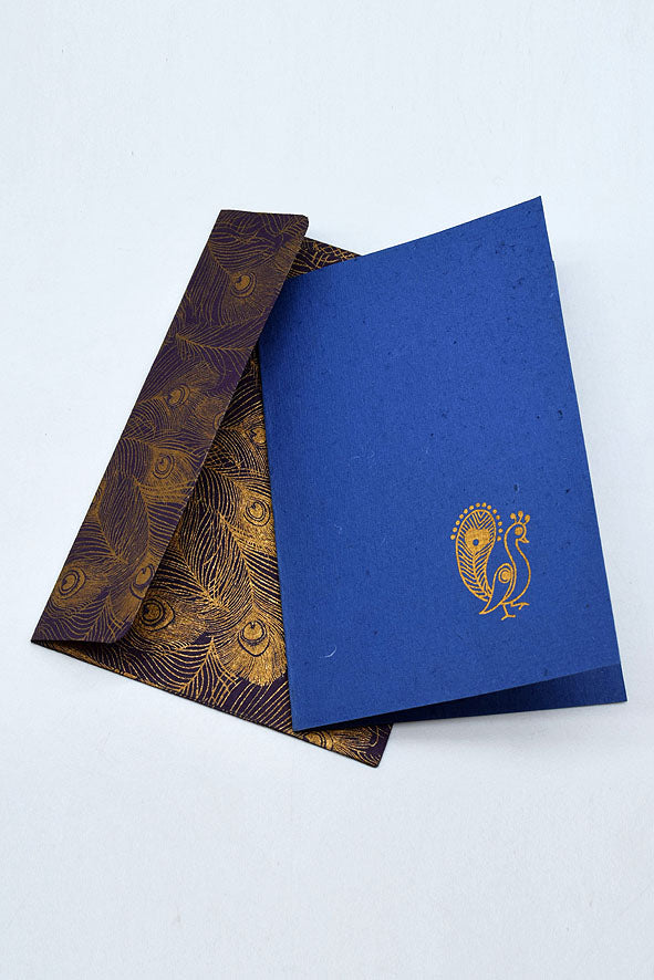 Peacock Cards with Printed Envelopes, Set of 6, 6x4