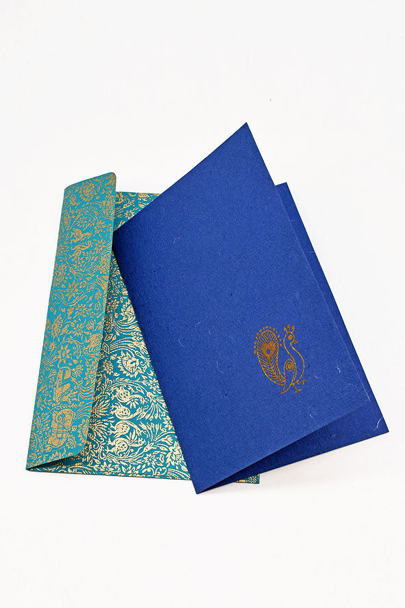 Peacock Cards with Printed Envelopes, Set of 6, 6x4