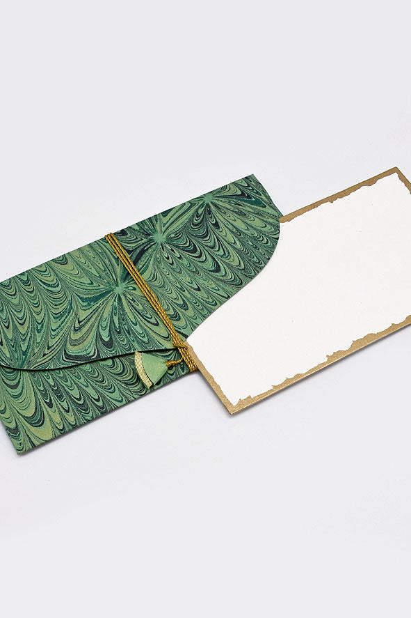 Marbling on Handmade paper Gift Envelope with Card Insert, Set of 4
