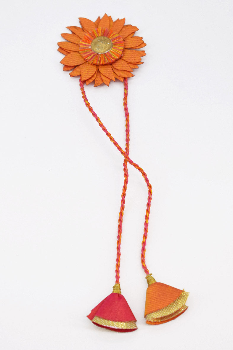Trimmed fabric and resham dori rakhi