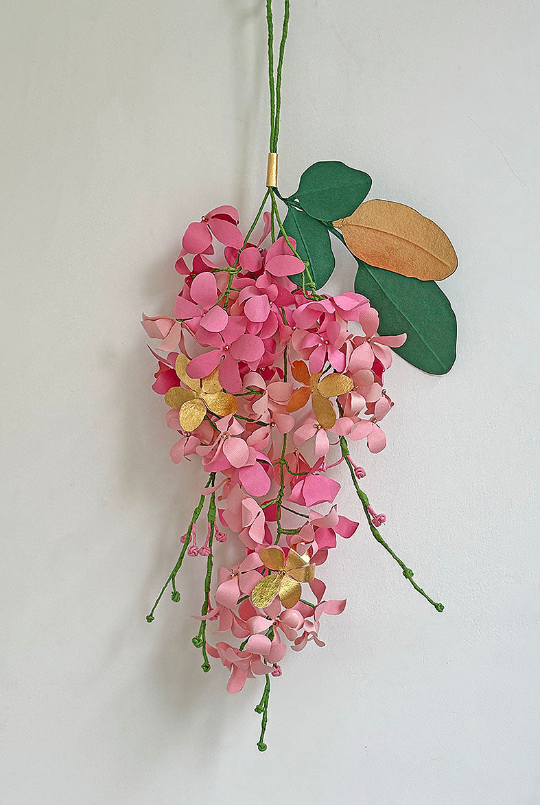 Amaltas Paper Flower & Leaf Festive Decoration, Pink