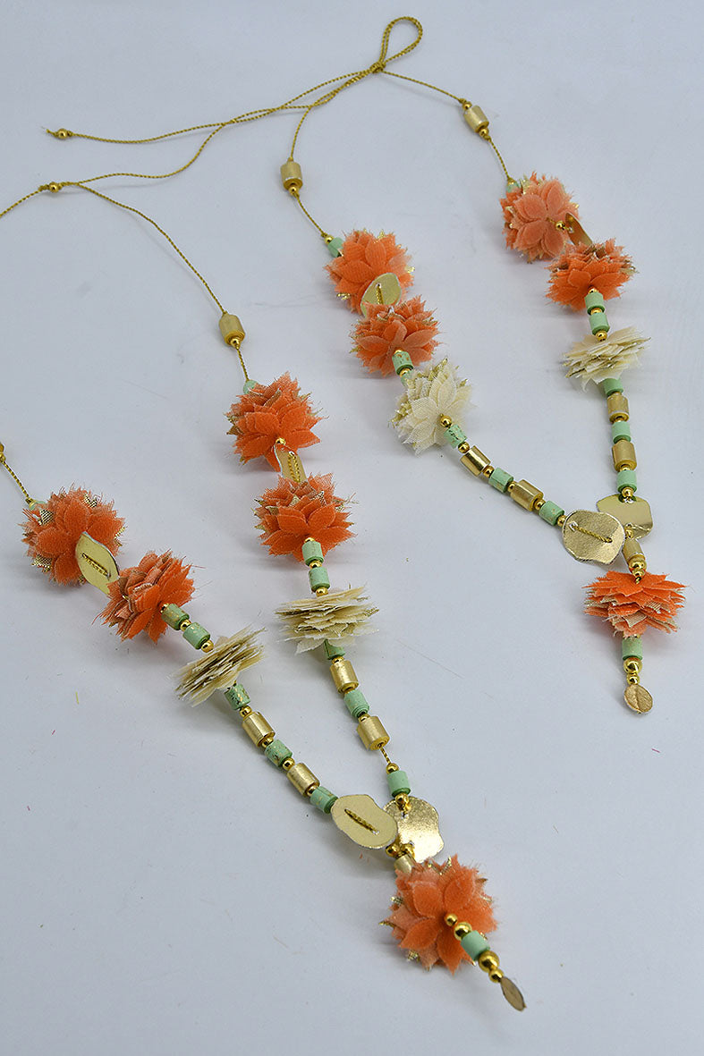 Fabric & Handmade Paper Beads Idol Garland, Set of 2, 12 inches