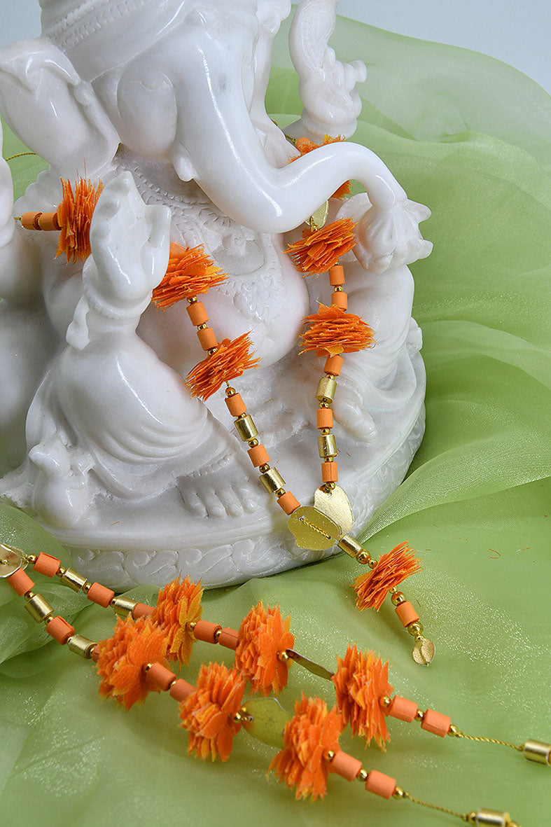 Fabric & Handmade Paper Beads Idol Garland, Set of 2, 12 inches