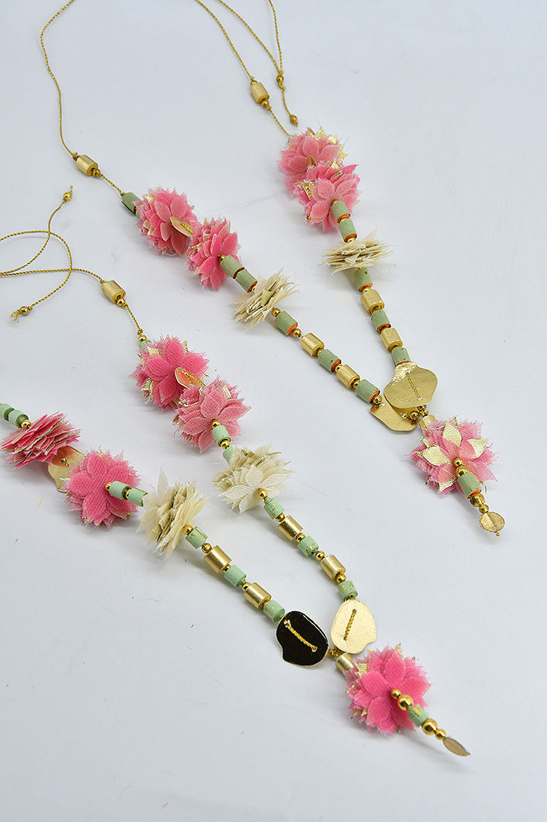Fabric & Handmade Paper Beads Idol Garland, Set of 2, 12 inches