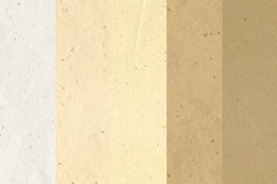 Assorted Neutrals Handmade Papers with Lumen Inclusions ~100gsm Set of 5 56x76cm each