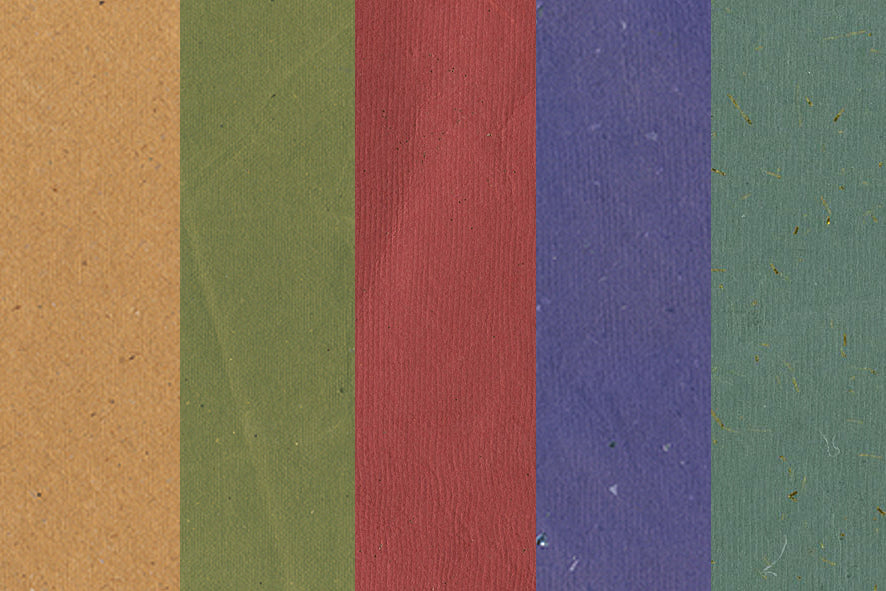 Assorted Primary Colours Handmade Papers with Glittery Inclusions ~100gsm Set of 5 56x76cm each