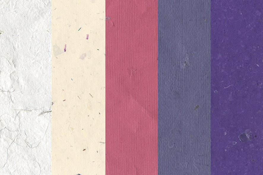 Assorted RGB & White Handmade Papers with Glittery Inclusions ~100gsm Set of 5 56x76cm each