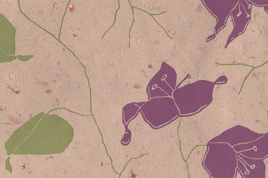 Magenta & Green On Sandy Bougainvillea Printed Handmade Paper Online