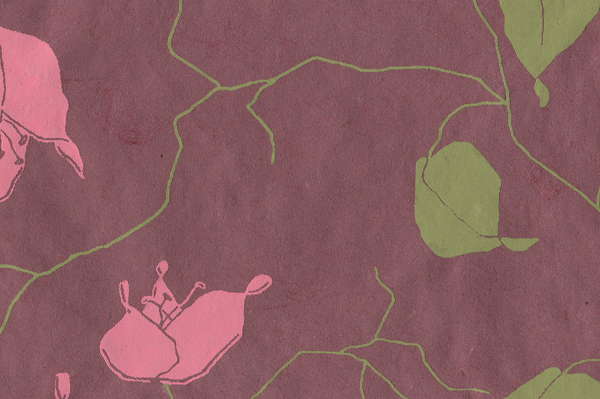 Light Pink & Green On Pink Bougainvillea Printed Handmade Paper Online