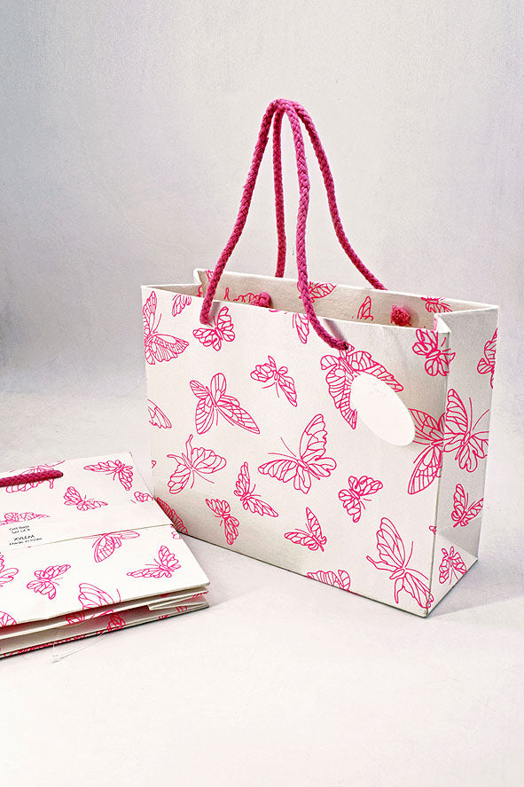 Butterfly Print White Gift Bags, Set of 4
