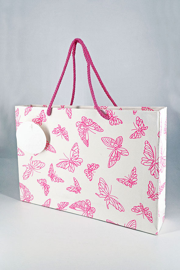 Butterfly Print White Gift Bags, Set of 4