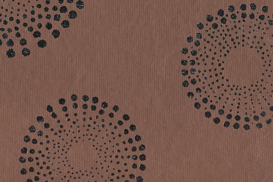 Dotted Concentrics: Silver Foil on Copper Brown Handmade Paper