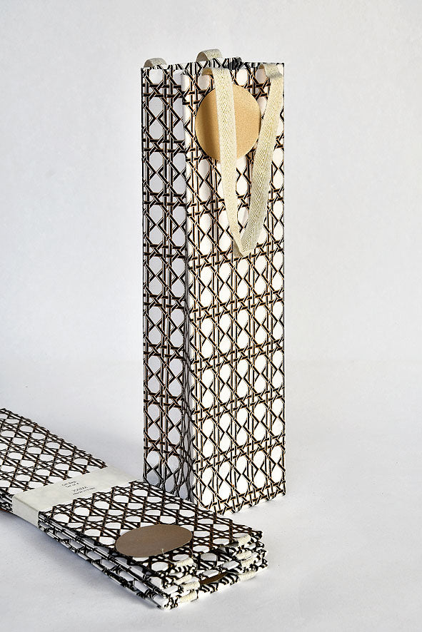 Artdeco Print White Gift Bags Bottle, Set of 4, 14x4