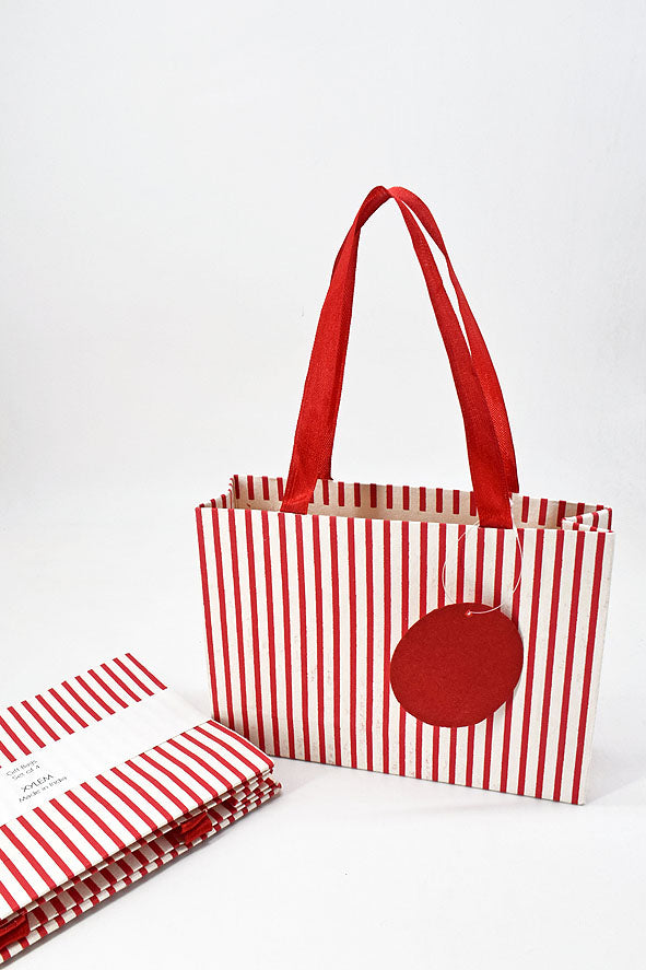 Self Stripe Red Gift Bags, Set of 4