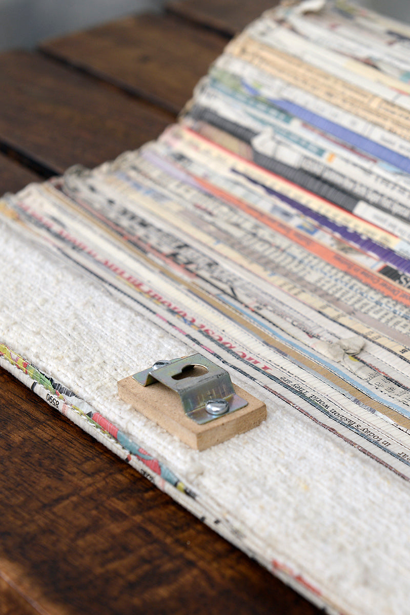 Edition Wall Art, Newspaper Surface & Coloured Canvas Side Insets, 42.5x45