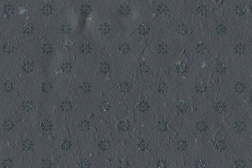 Floret Star Phirozi on Blue Handmade Printed Paper Online