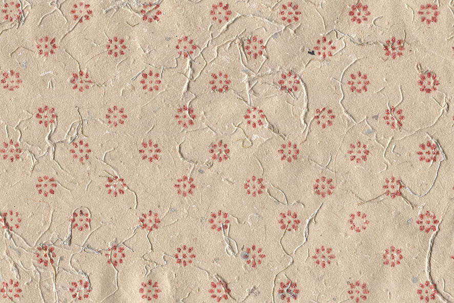 Floret Star Half Drop: Orange Glitter on Natural Paper Shreds & Banana Fibre Handmade Paper ~50gsm Set of 5 50X74cm each