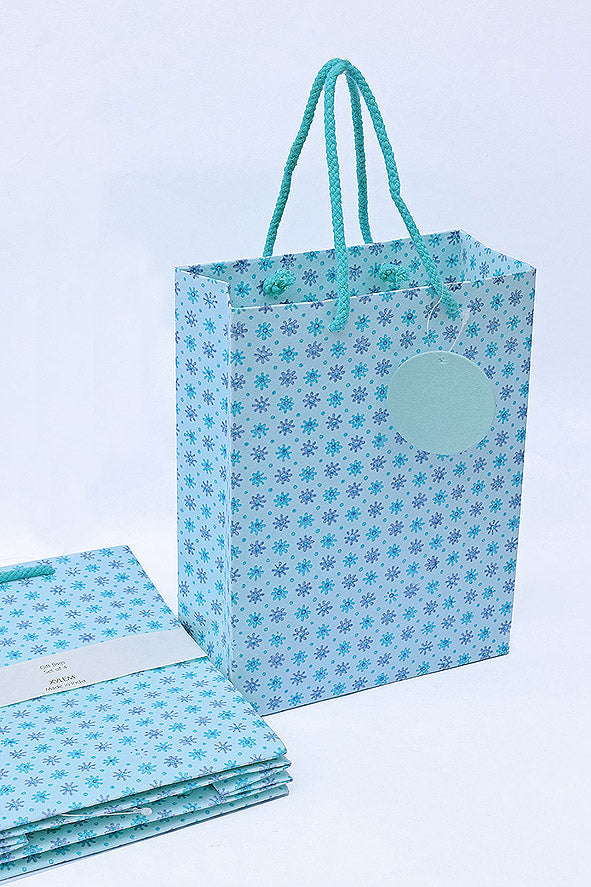 French Flower Blue Gift Bags, Set of 4