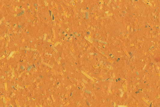 Mixed Yellow Brights Print Trims on Sun Orange Banana Fibre Pulp Overlay Handmade Paper ~70gsm Set of 5 56x76cm each