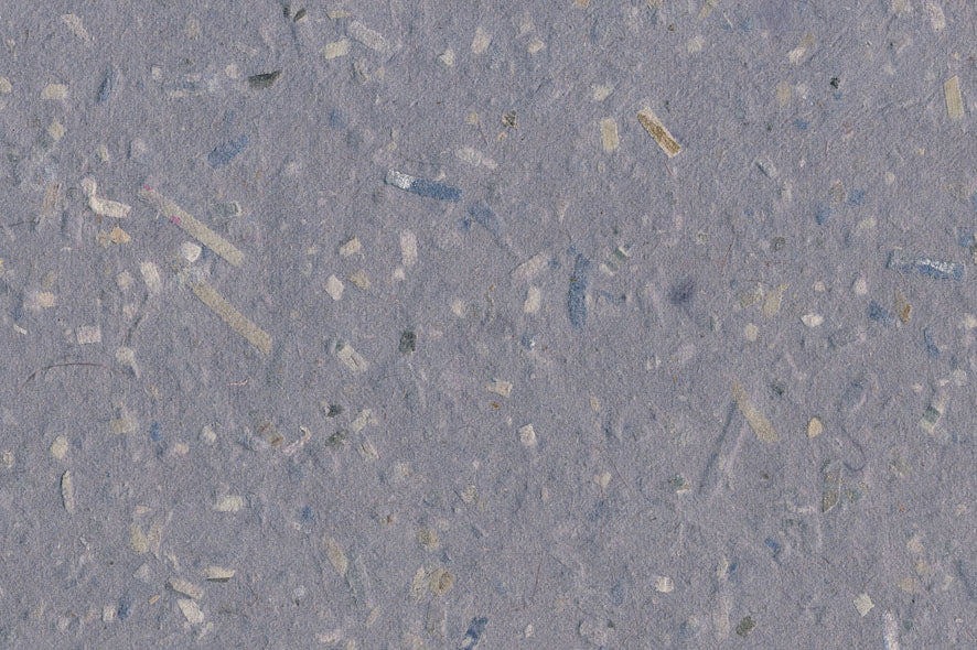 Mixed Blue Grays Print Trims on China Blue Banana Fibre Pulp Overlay Handmade Paper ~90gsm Set of 5 56x76cm each