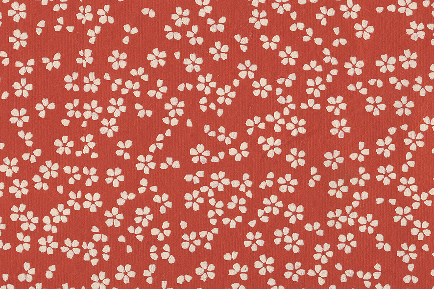 Scattered Blossoms: Assorted White on Primary Colours ~100gsm Printed Handmade Paper Set of 5 50x70cm each