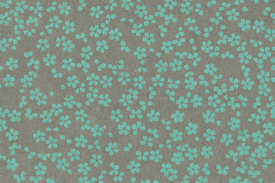 Scattered Blossoms: Assorted Blue Tones on Neutrals ~100gsm Printed Handmade Paper Set of 5 50x70cm each