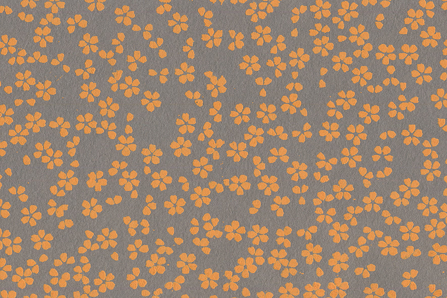 Scattered Blossoms: Assorted Orange Red & Pink Tones ~100gsm Printed Handmade Paper Set of 5 50x70cm each
