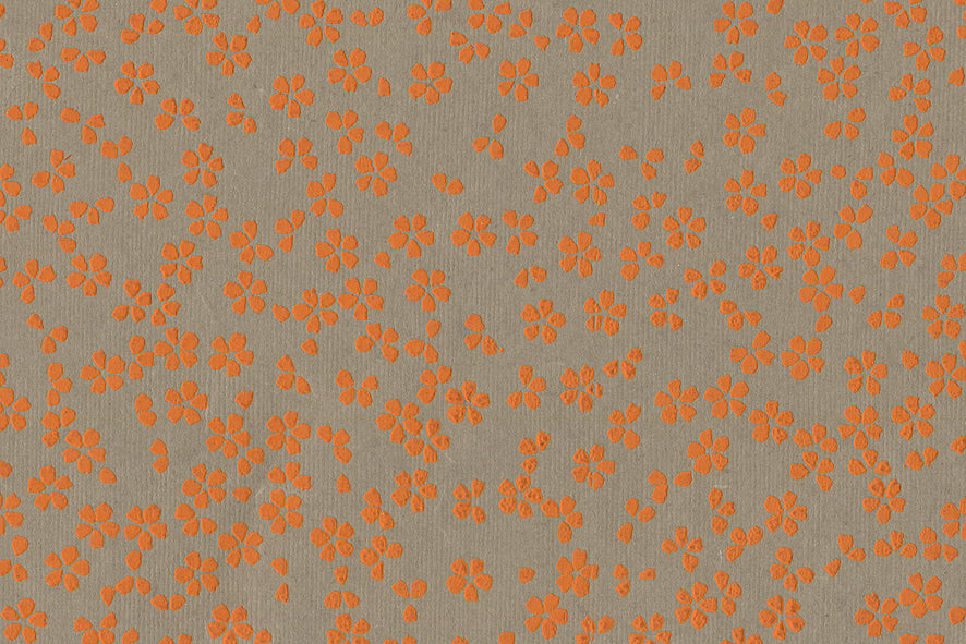 Scattered Blossoms: Assorted Orange Red & Pink Tones ~100gsm Printed Handmade Paper Set of 5 50x70cm each