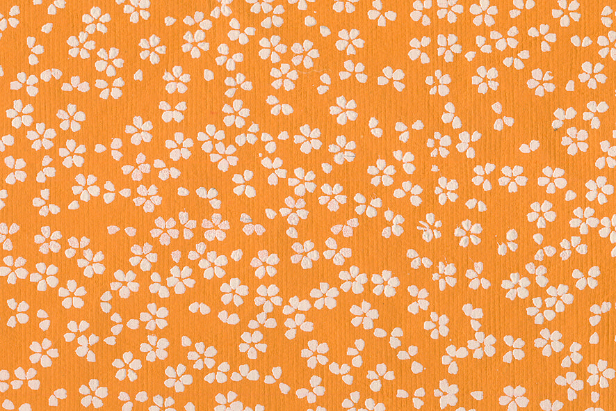 Scattered Blossoms: Assorted White on Primary Colours ~100gsm Printed Handmade Paper Set of 5 50x70cm each