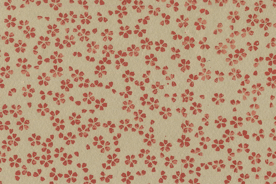 Scattered Blossoms: Assorted Colours on Neutrals ~100gsm Printed Handmade Paper Set of 5 50x70cm each
