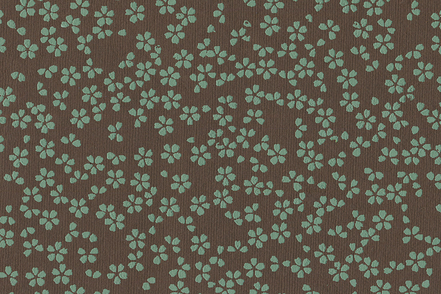 Scattered Blossoms: Assorted Blue Tones on Neutrals ~100gsm Printed Handmade Paper Set of 5 50x70cm each