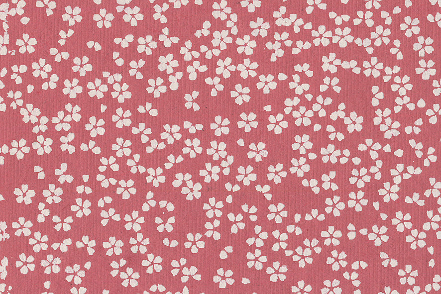 Scattered Blossoms: Assorted Orange Red & Pink Tones ~100gsm Printed Handmade Paper Set of 5 50x70cm each
