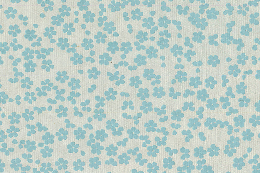 Scattered Blossoms: Assorted Blue Tones on Neutrals ~100gsm Printed Handmade Paper Set of 5 50x70cm each