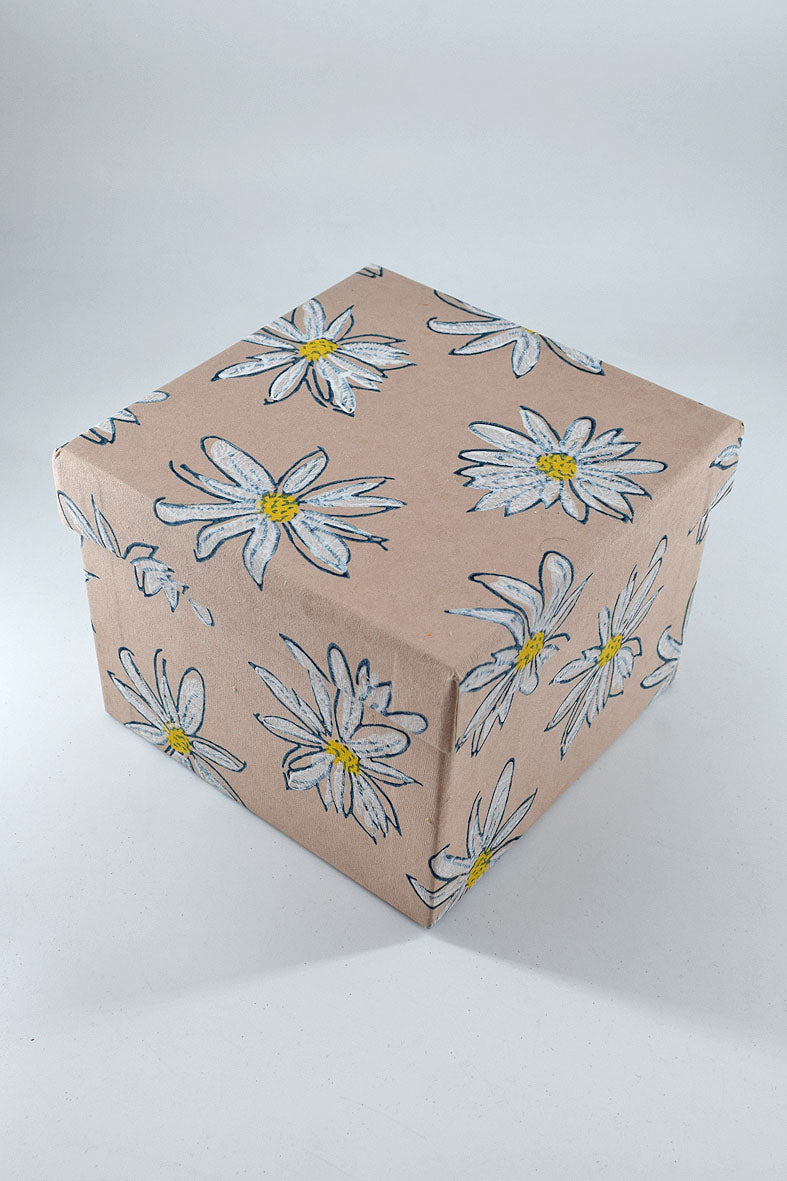 Daisies Pink Square Printed Handmade Paper Gift Box Online