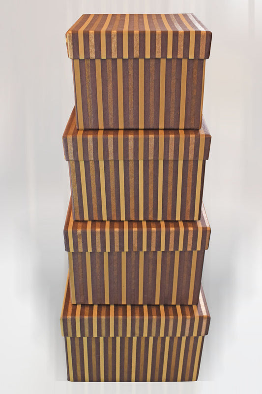 Sripes Black Gold Handmade Square Paper Gift Box Online