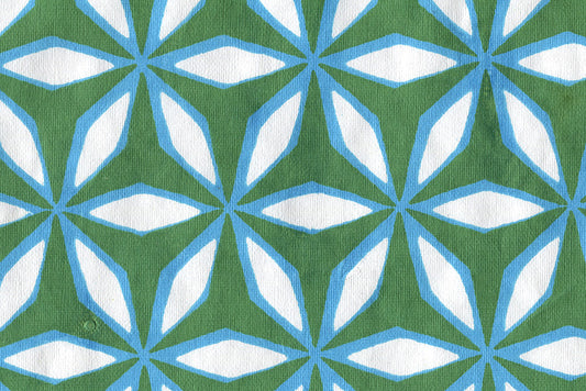 Hexagon & Petal Outlines: Green-Phirozi on White Handmade Paper ~100gsm Set of 5 56x76cm each