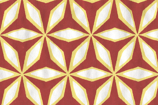 Hexagon & Petal Outlines: Red-Yellow on White Handmade Paper ~100gsm Set of 5 56x76cm each