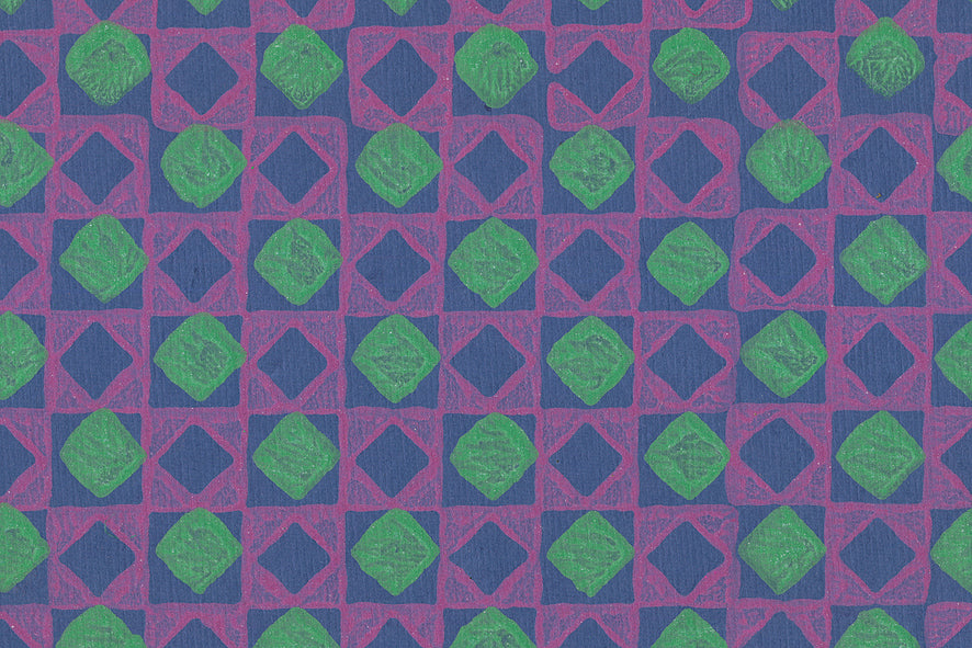 Hamam Tiles: Pink & Green on French Blue Handmade Paper ~100gsm Set of 5 50X70cm each
